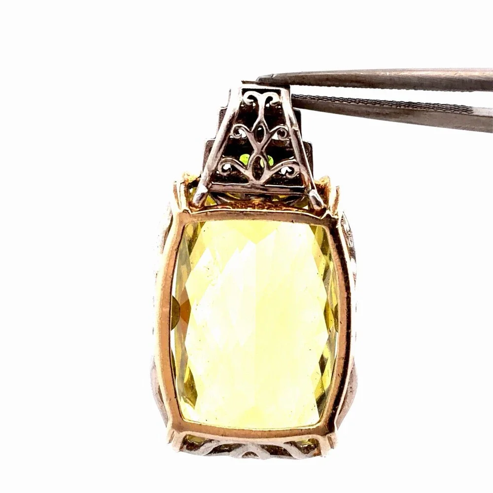 925 Sterling Silver Lemon Green Citrine Multi Gemstone Accent Pendant